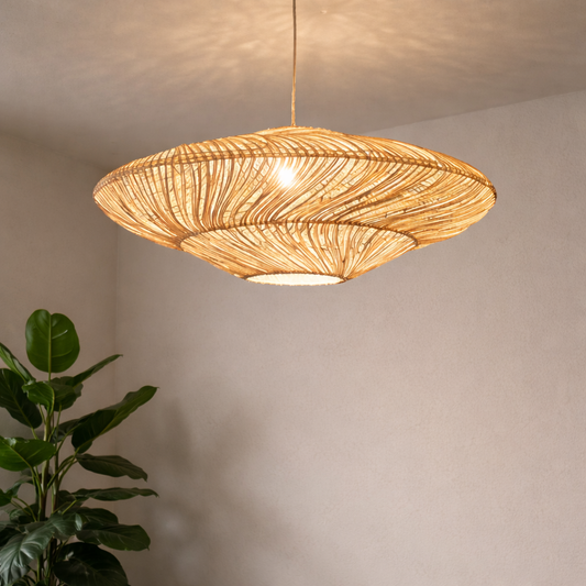 Bamboo Rattan Hanging Lamp Shade | Decorative Cane Ceiling Light for Balcony & Living Room WL-4n