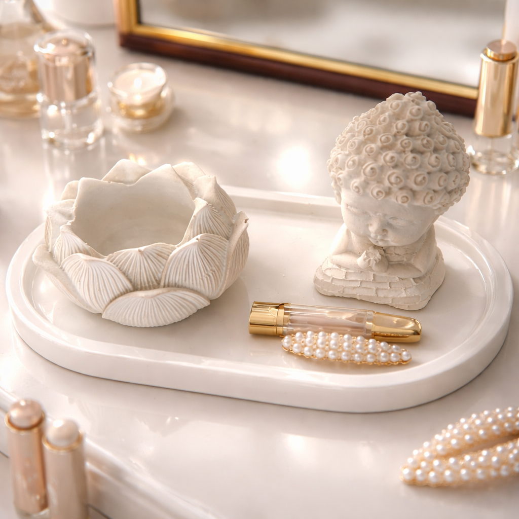 Lotus Buddha tray | Peaceful Meditating Buddha Idol | Spiritual Home Décor Showpiece for Positive Vibes and Vastu Alignment for gifting