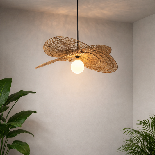 Boho Rattan Pendant Light with Woven Lamp Shade WL-1w