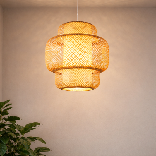 Artisan Bamboo Hanging Light | Handcrafted Pendant Lamp for Modern Interiors