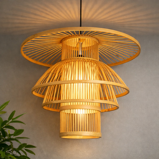 Handmade creative weaving Pastoral Retro bamboo Lamp