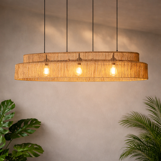 Handmade Rattan Hanging Chandelier | Rattan Boho Style Chandelier