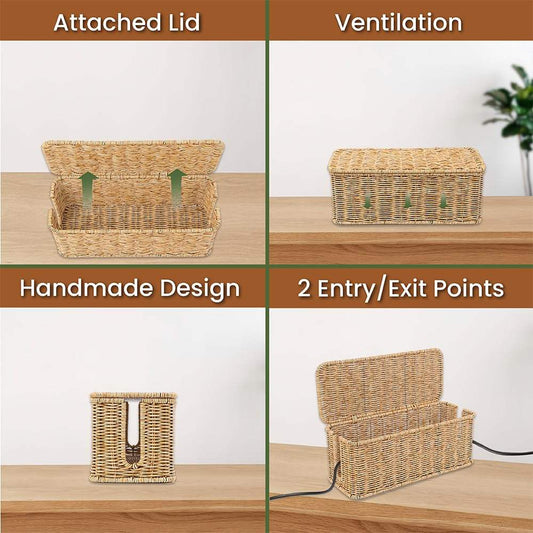 Open Slots Cords Hider Box Computer Router basket