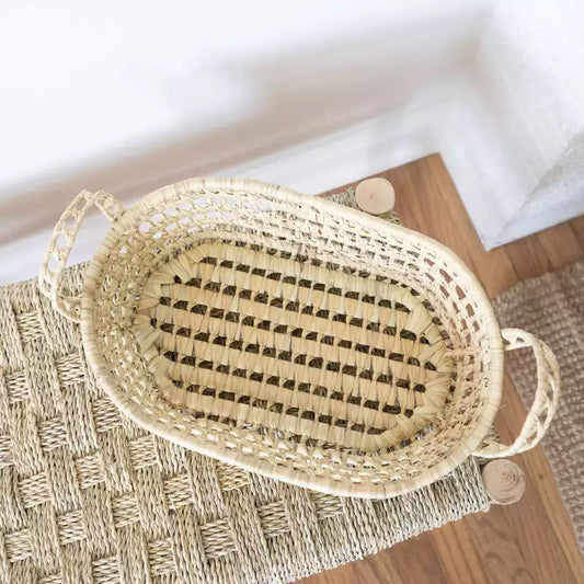 Round Wicker Basket Tray