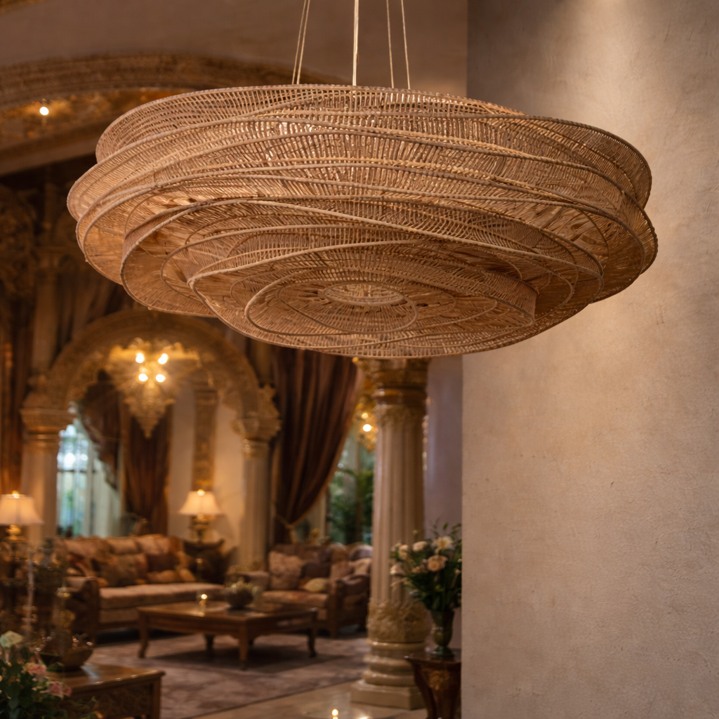 Cane Large Ceiling Lamp | Rattan Pendant Lamp | WL-1v