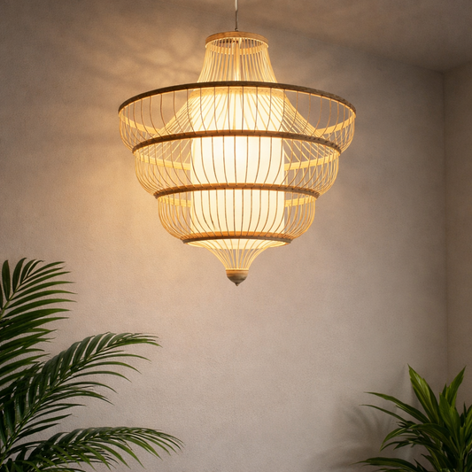 New Chinese Style Creative Natural Handmade Rattan Bamboo Chandelier light WL-1w