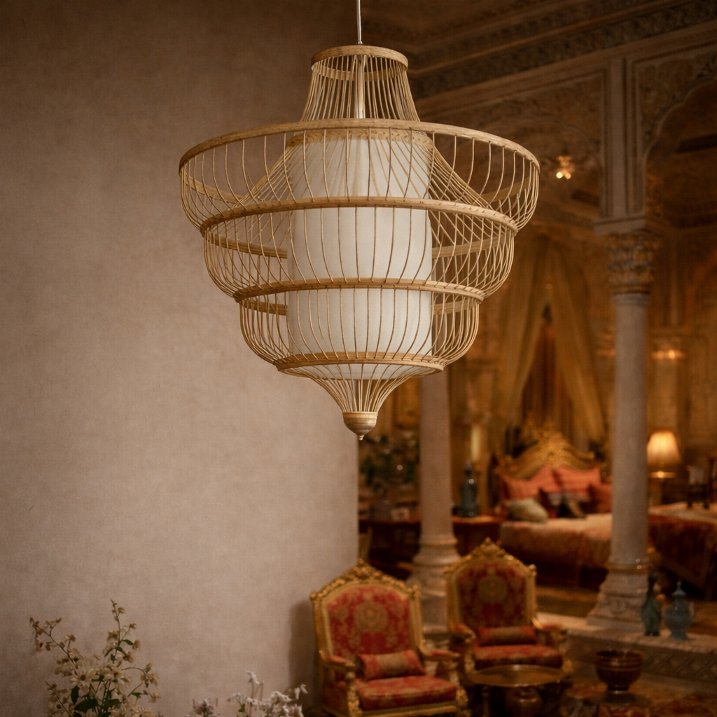 New Chinese Style Creative Natural Handmade Rattan Bamboo Chandelier light WL-1w
