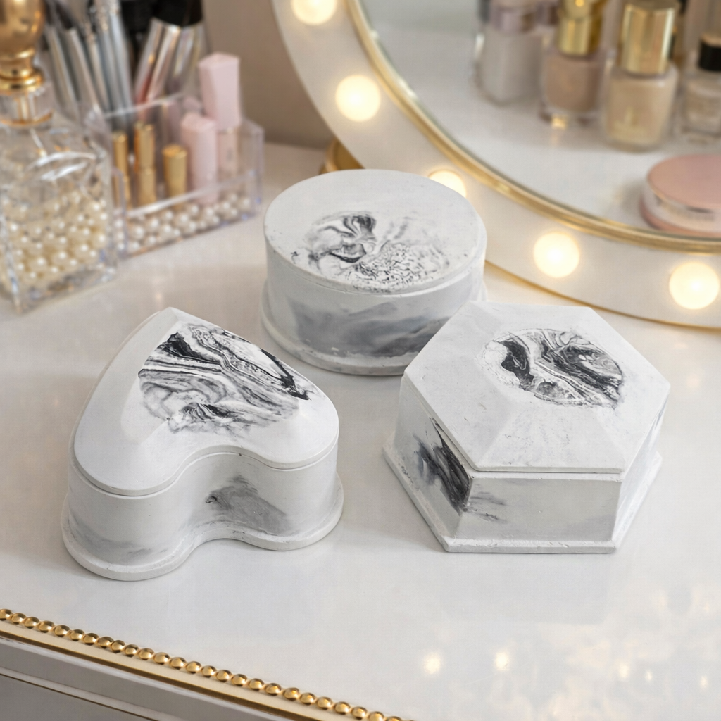 Trinket trays and boxes 6-set | Concrete Trinket jeweler boxes