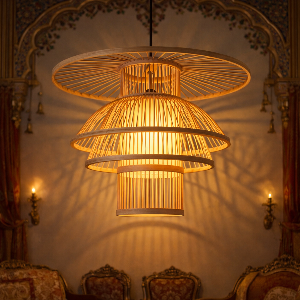 Handmade creative weaving Pastoral Retro bamboo Lamp