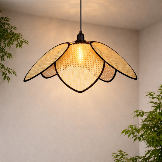 Handcrafted Natural Cane Woven Pendant Light | Decorative Hanging Ceiling Lamp for Home WL-3c & Commercial Spaces