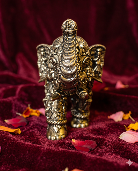 Handcrafted Brass Nari Kunjar Elephant Figurine | Antique Composite Elephant Idol
