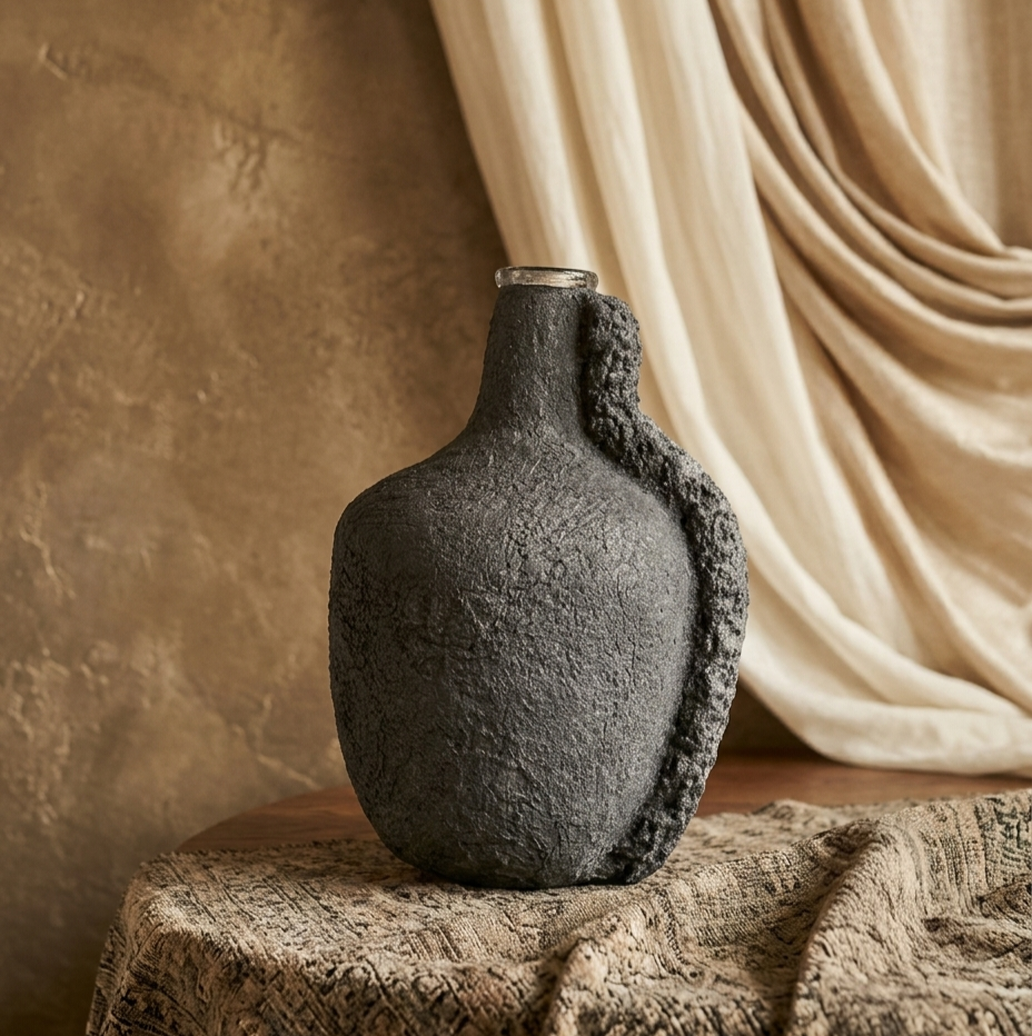 Handcrafted Luxury Textured Decorative Vase | Organic Modern Statement Flower Pot for Home & Living Room Decor