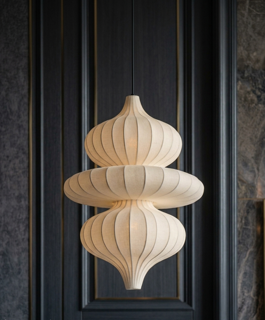 Handcrafted Sculptural Tiered Fabric Pendant Light for your luxury space