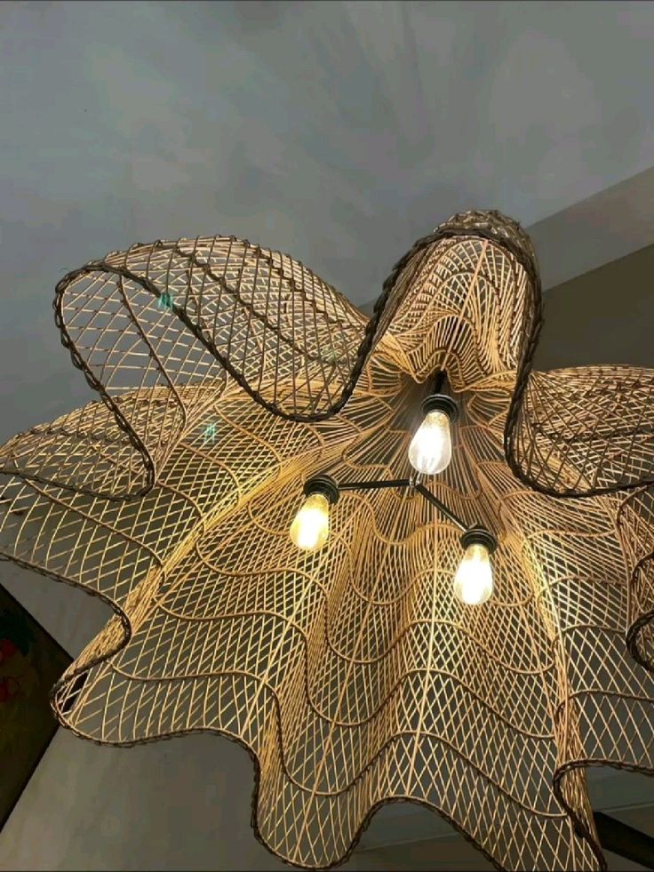 Handmade Cane Large Ceiling Lamp | Cane Chandelier