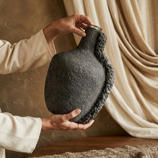 Handcrafted Luxury Textured Decorative Vase | Organic Modern Statement Flower Pot for Home & Living Room Decor