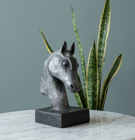 Antique Finish Horse Head Sculpture | Minimalist Modern Statement Showpiece