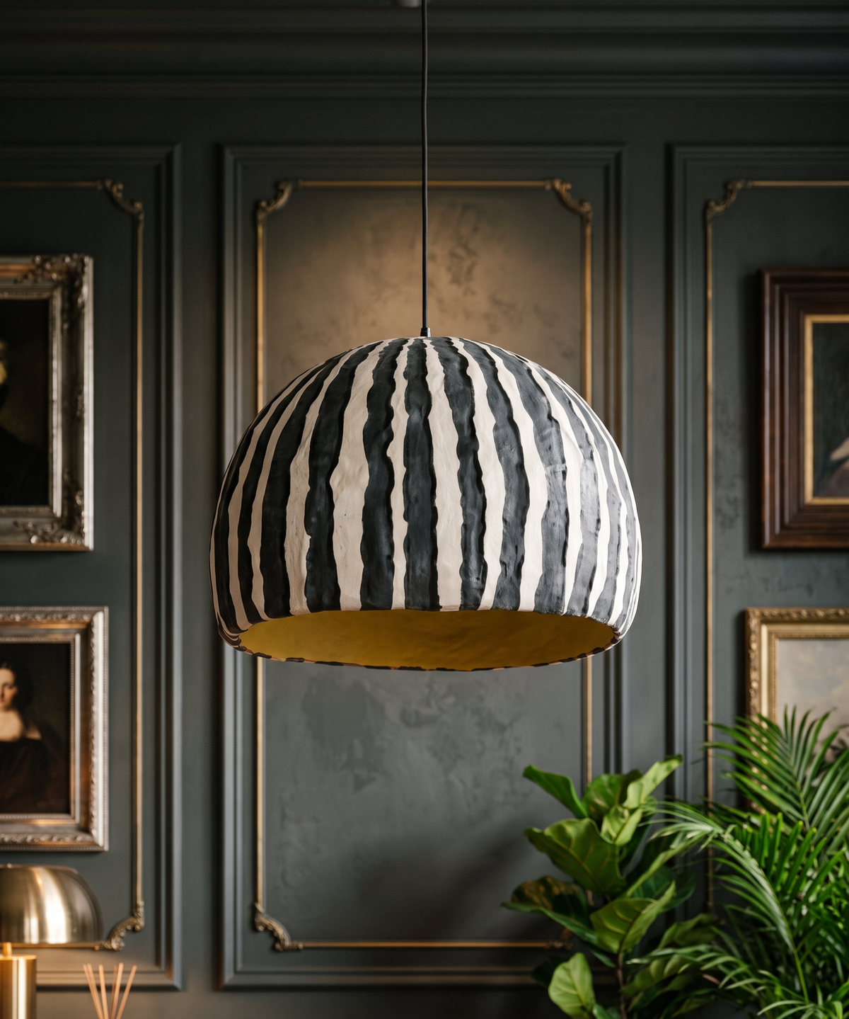 Handcrafted Striped Modern Artisan Dome Pendant Light for your home