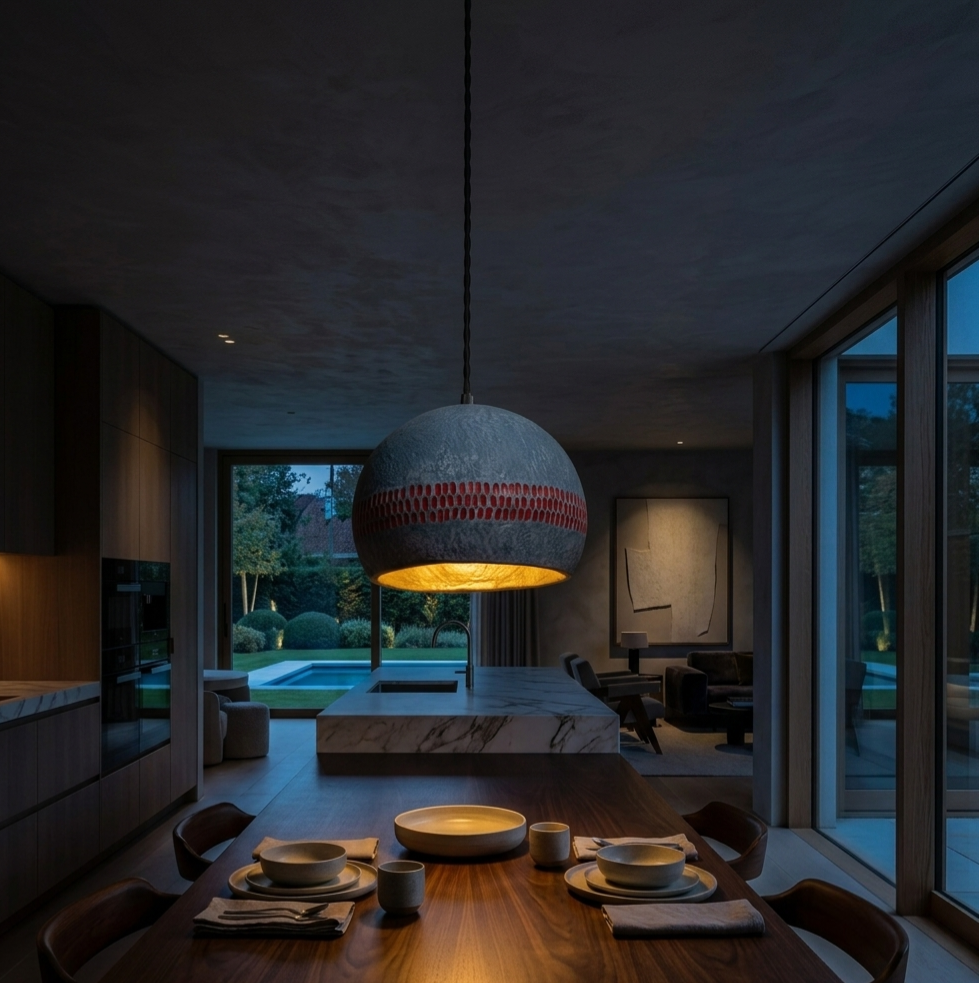 Artisan Dome Pendant Light Handcrafted Textured Ceiling Hanging Lamp for Living Room, Dining & Bedside Decor