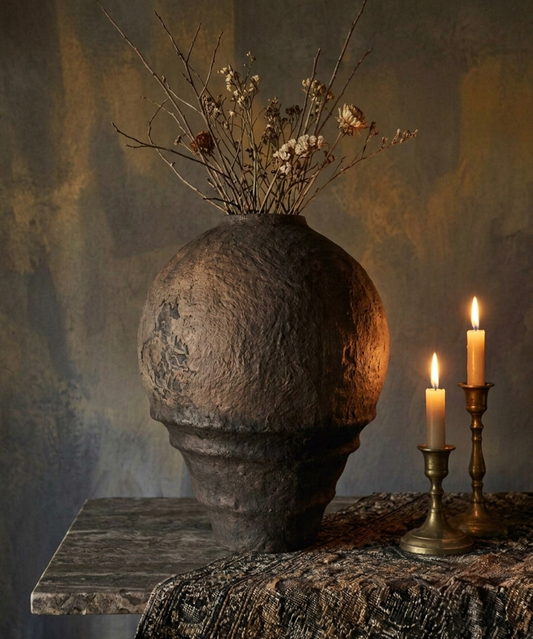 Luxury Earthy Statement Pot for Home Decor | Handcrafted Organic Modern Vese