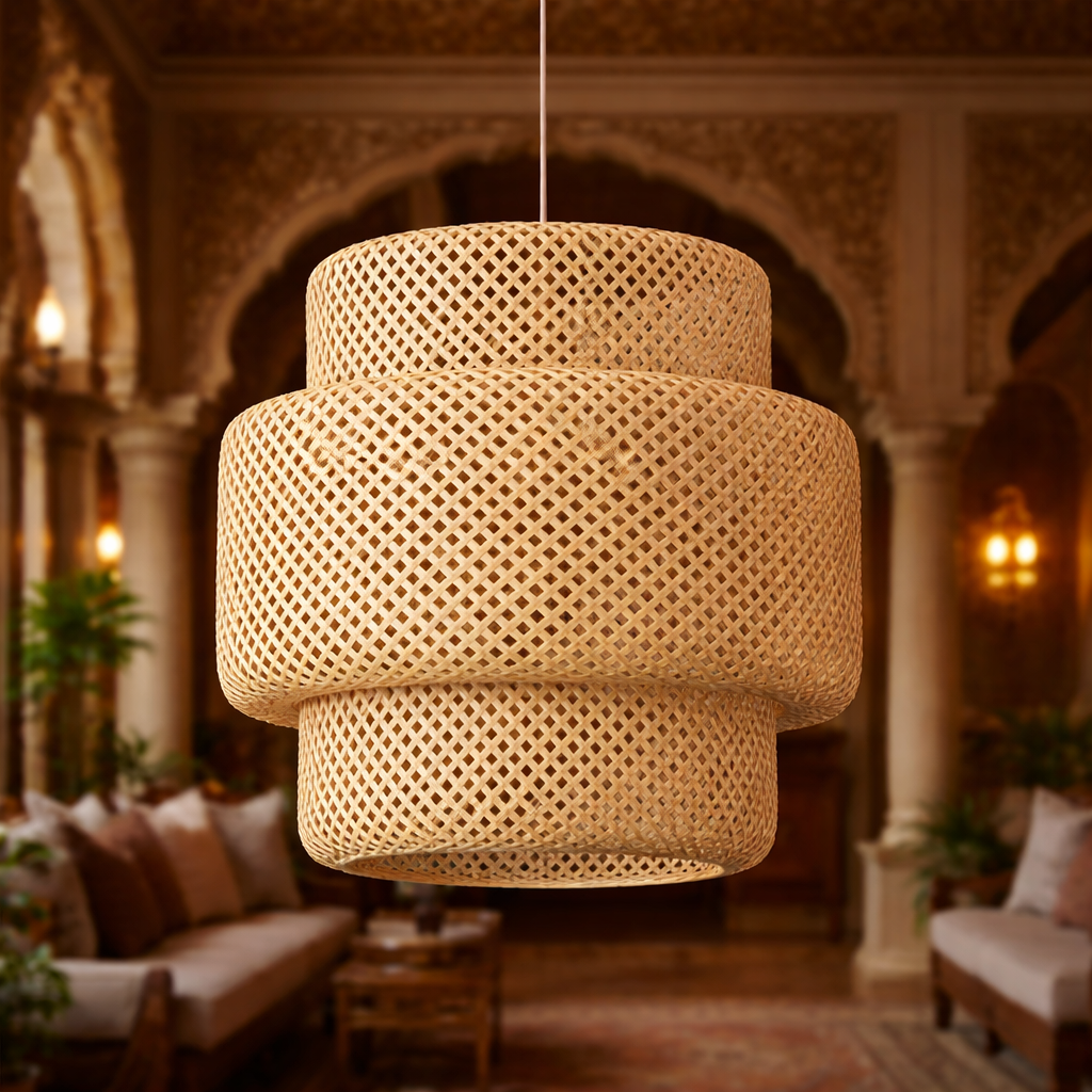 Artisan Bamboo Hanging Light | Handcrafted Pendant Lamp for Modern Interiors