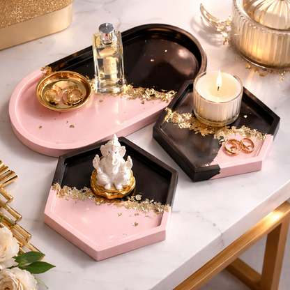 3-pack Luxe Trinket Tray Set| handcrafted costars and tray