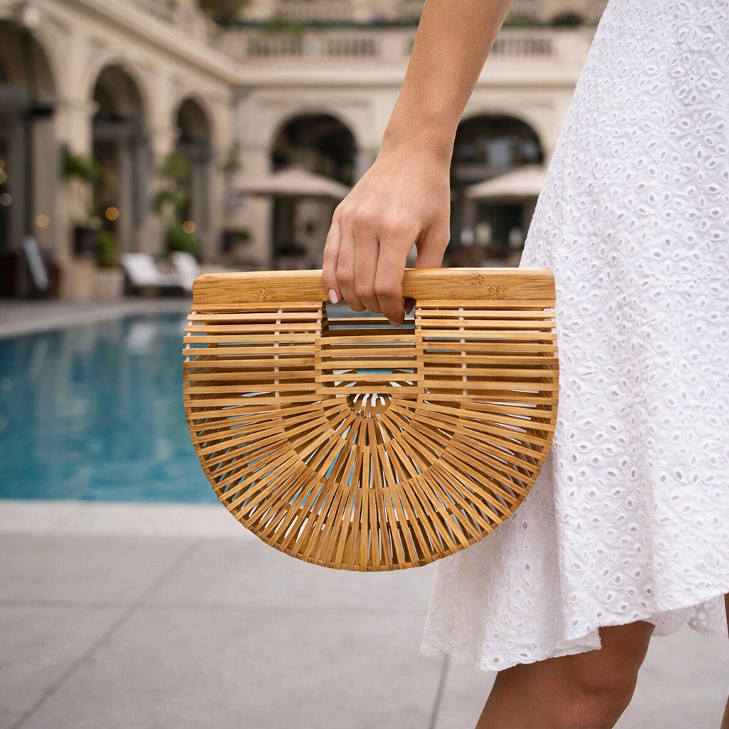 Handmade Bohemian style beach bamboo bag