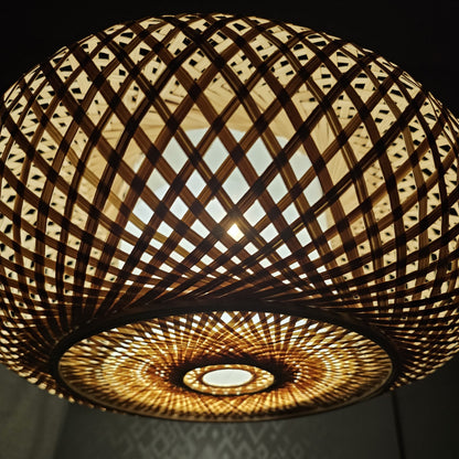Rustic Bamboo Round Ceiling Lamp for Restaurant & Cafe