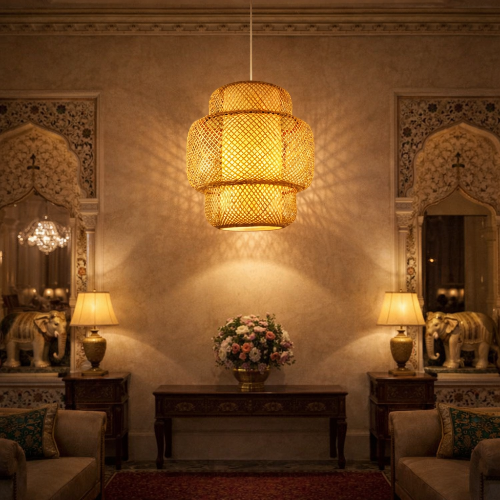 Artisan Bamboo Hanging Light | Handcrafted Pendant Lamp for Modern Interiors