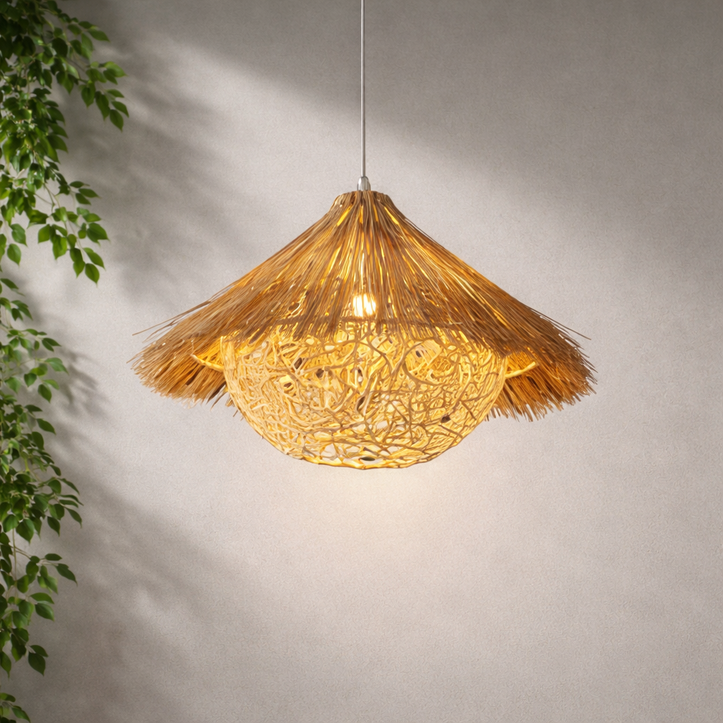 Luxury Handmade Wicker Bamboo Hanging Lamp | Natural Wooden Ceiling Light