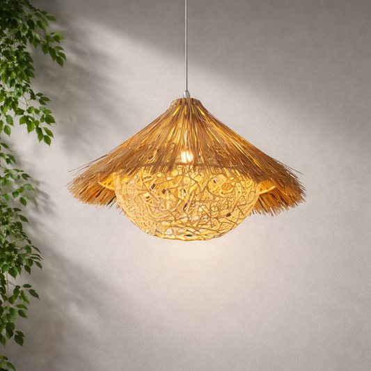 Luxury Handmade Wicker Bamboo Hanging Lamp | Natural Wooden Ceiling Light