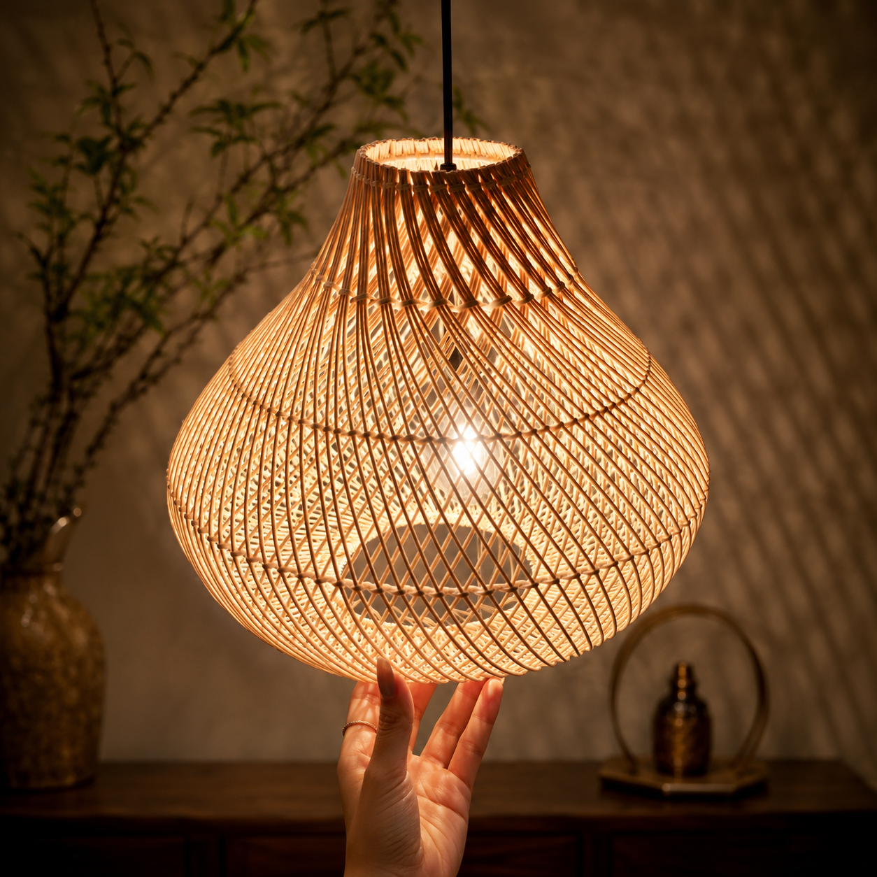 Handmade cane Pendant Lamp