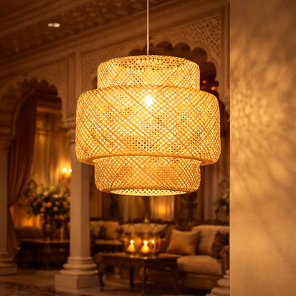 Artisan Bamboo Hanging Light | Handcrafted Pendant Lamp for Modern Interiors