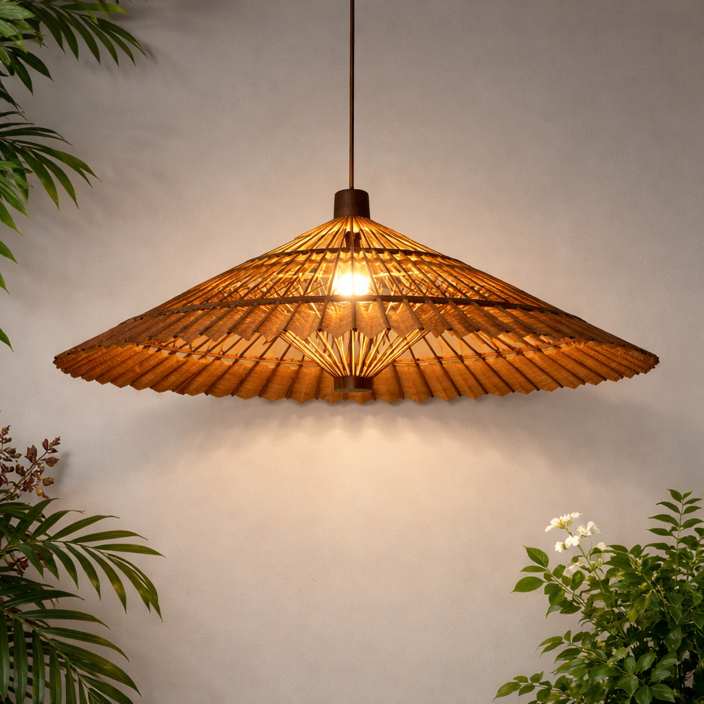 Bamboo Pendant Light – Handmade Hanging Ceiling Lamp for Modern Interior Lighting
