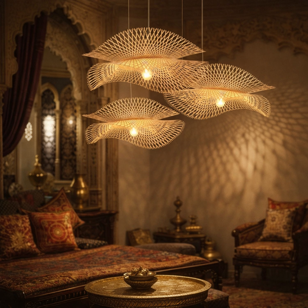 Handmade Bamboo Chandelier Lamp for Pendant Lights
