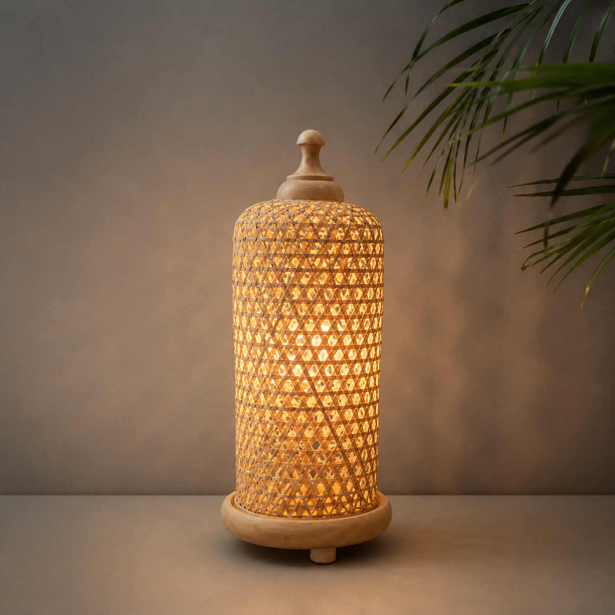 Handmade bamboo table lamp for living room