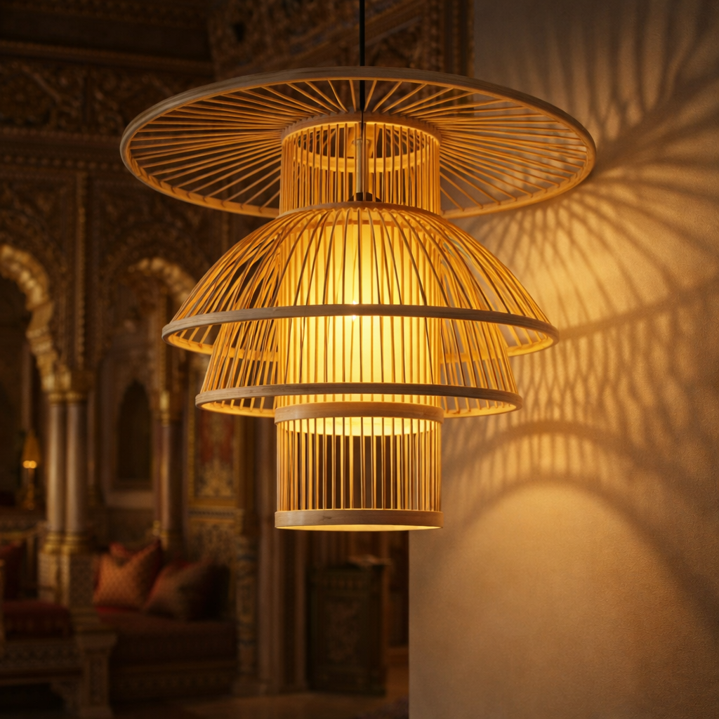 Handmade creative weaving Pastoral Retro bamboo Lamp