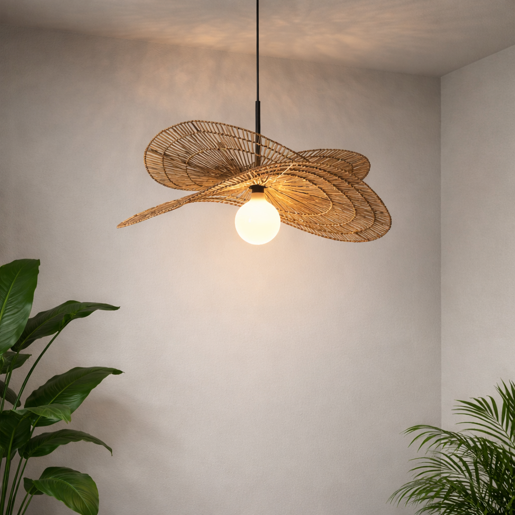 Boho Rattan Pendant Light with Woven Lamp Shade WL-1w