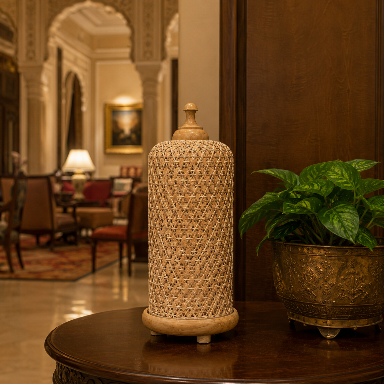 Handmade bamboo table lamp for living room