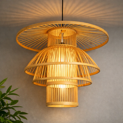 Handmade creative weaving Pastoral Retro bamboo Lamp