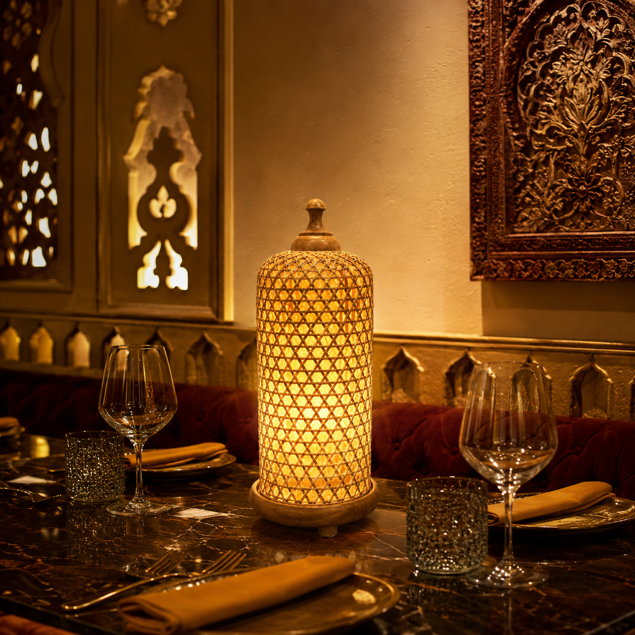 Handmade bamboo table lamp for living room