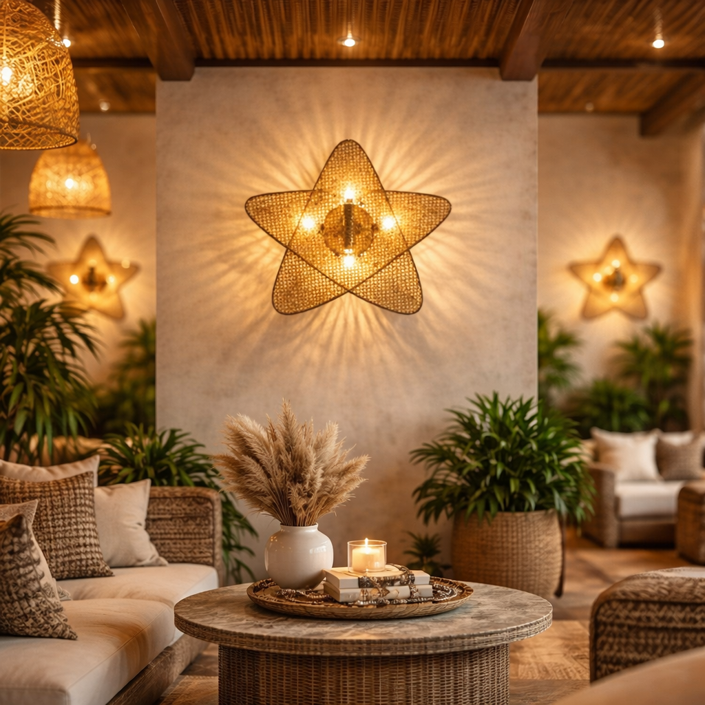 Cane Wall Lamp | Rattan Wall lamp for bedrooms