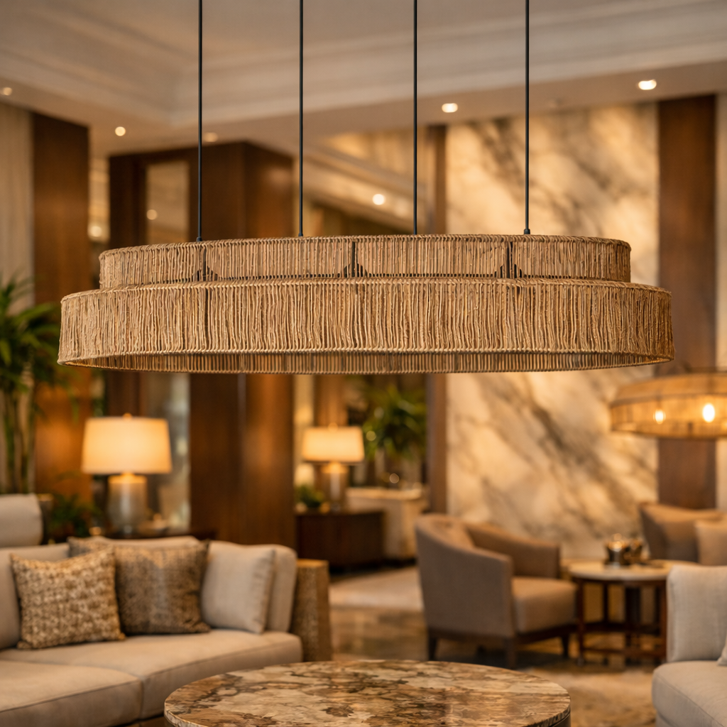 Handmade Rattan Hanging Chandelier | Rattan Boho Style Chandelier