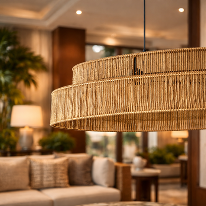 Handmade Rattan Hanging Chandelier | Rattan Boho Style Chandelier