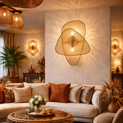 Handmade Cane Wall Lamp | Rattan Wall Lamp for house and hotel
