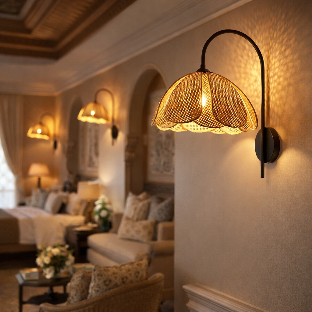 Handmade Cane Wall Lamp | Rattan Wall Lamp for your home and hotel