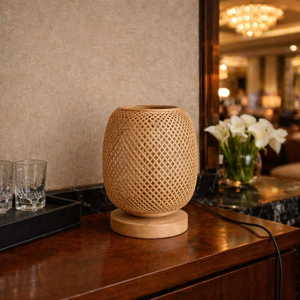 Natural Bamboo Table Lamp | Bamboo bed Side Table Lamp