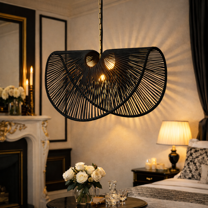 Handmade black Jute Butterfly Chandelier Pendant Light WL-x