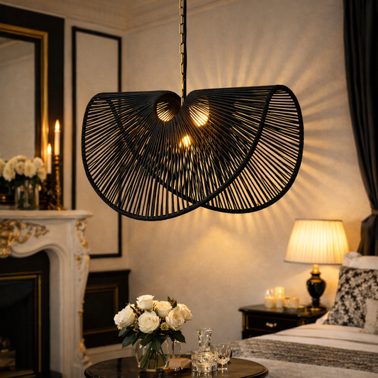 Handmade black Jute Butterfly Chandelier Pendant Light WL-x