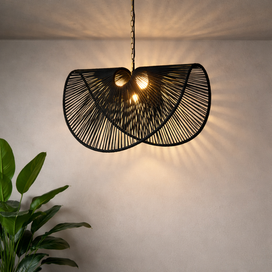Handmade black Jute Butterfly Chandelier Pendant Light WL-x