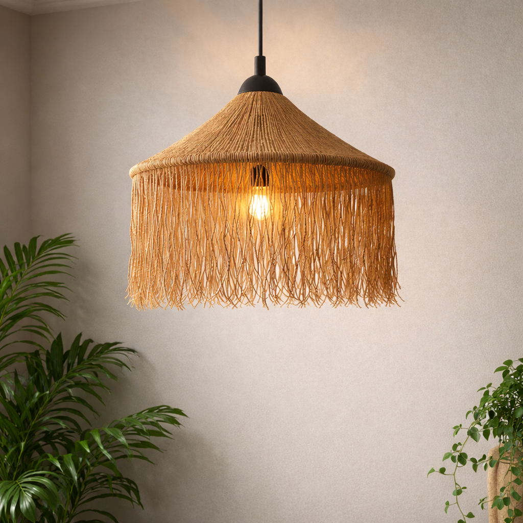 Natural Jute Hanging Pendant Lamp | Handwoven Sustainable Home Décor Lighting  WL-w